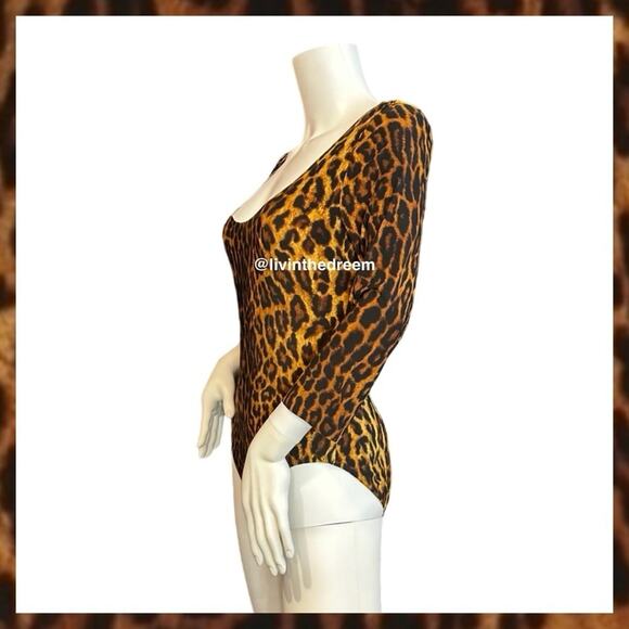 #T163 NWOT NORMA KAMALI Women's Pantera Leopard Print Scoop Neck Bodysuit $145 - Picture 9 of 16